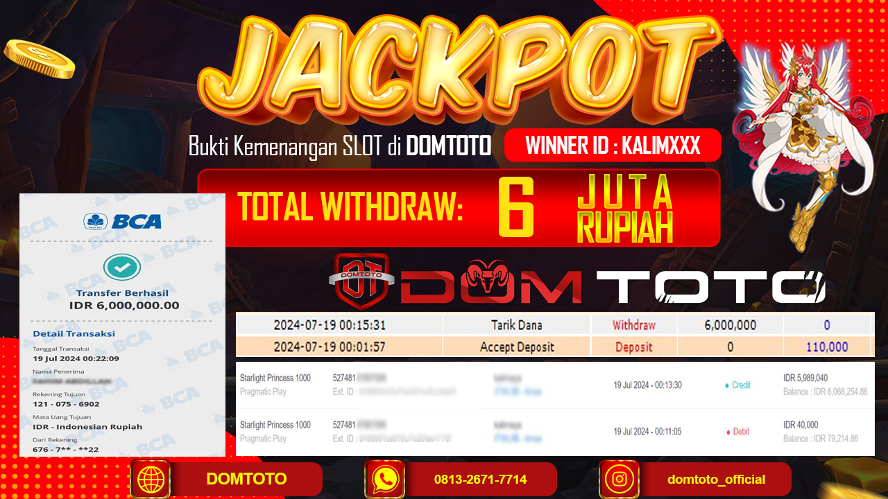 JACKPOT SLOT PRAGMATIC STARLIGHT PRINCESS 1000 19 JULI 2024